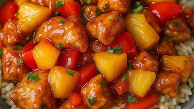 طريقة عمل دجاج بالأناناس مع الأرز الأبيض.. وصفة سهلة بطعم آسيوي
